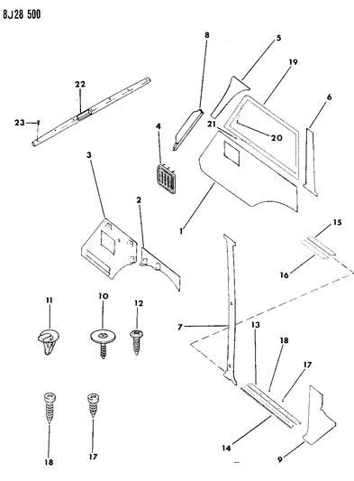 1987 Jeep Grand Wagoneer MOULDING0 Diagram for J0957852