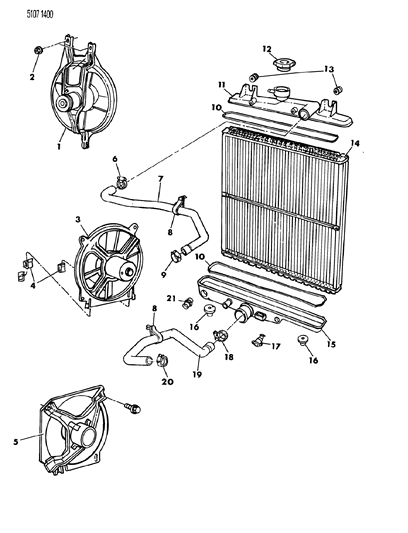 1985 Dodge Caravan Radiator & Related Parts Diagram 2