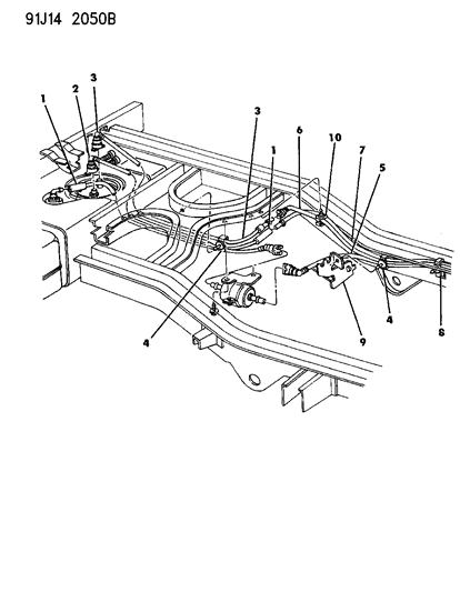 1993 Jeep Grand Cherokee Fuel Lines, Rear Diagram