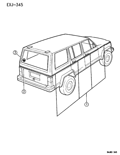 1994 Jeep Cherokee Decals & Tape Stripes Diagram 3