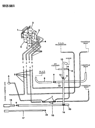 1990 Dodge Daytona Emission Hose Harness Diagram 1