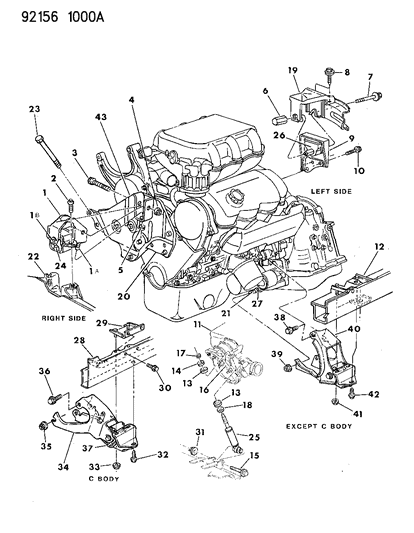 1992 Chrysler Town & Country Engine Mounting Diagram 2