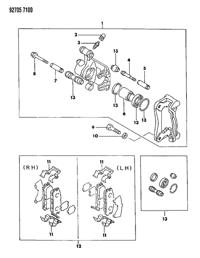 1992 Dodge Stealth Brake, Rear Diagram