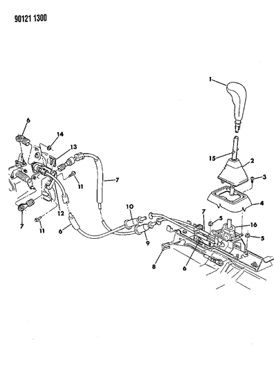 1990 Chrysler Town & Country Controls, Gearshift Diagram