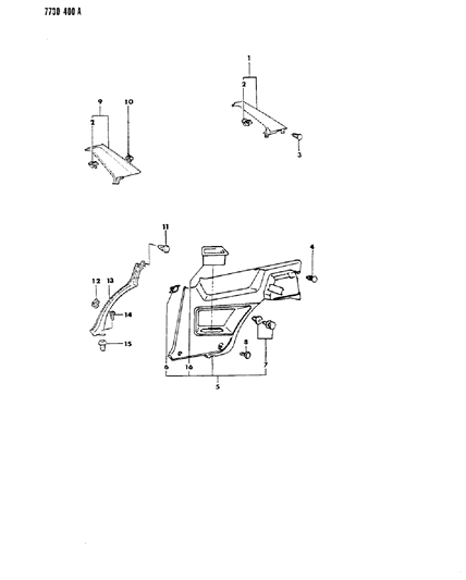 1987 Dodge Colt Panel Quarter Trim Diagram