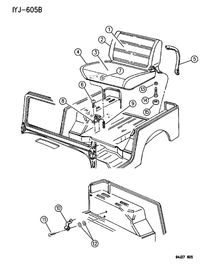 1994 Jeep Wrangler Spring Seat Release Lever Diagram for 4713795