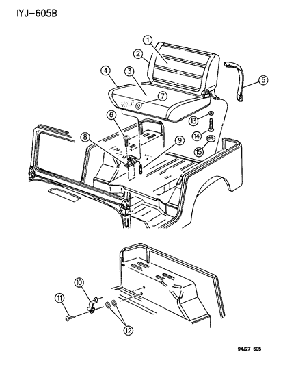 1994 Jeep Wrangler Seat Assemblies & Seat Covers Rear Seat Diagram