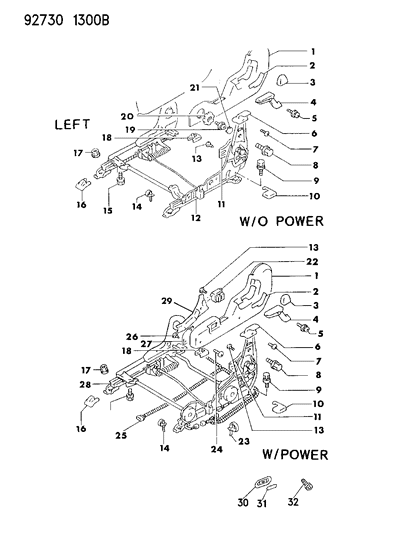 1992 Dodge Stealth Adjuster Manual And Power With Attaching Parts Left Diagram