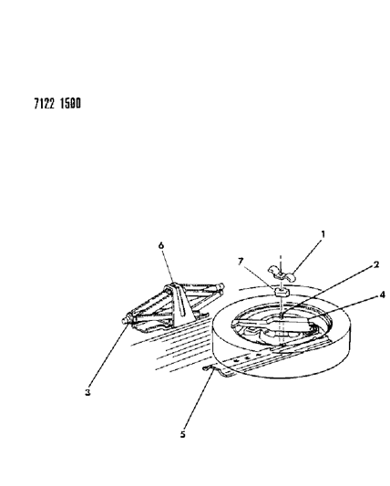1987 Chrysler LeBaron Base Jack & Spare Tire Stowage Diagram 1
