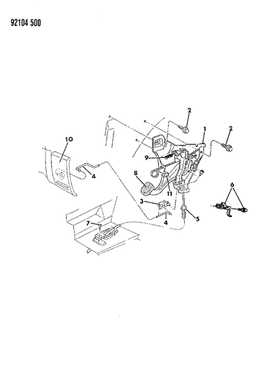 1992 Dodge Dynasty Lever - Parking Brake Diagram