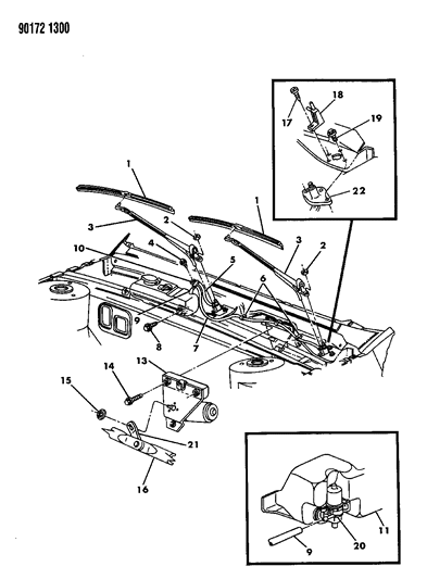 1990 Dodge Dynasty Windshield Wiper & Washer System Diagram