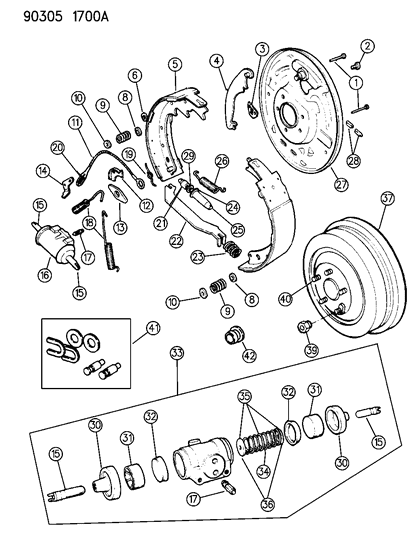 1991 Dodge W250 Brakes, Rear Diagram 1