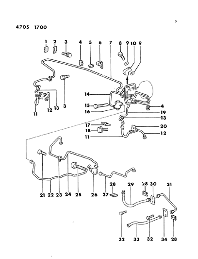 1984 Dodge Conquest Lines & Hoses, Brake Diagram 2