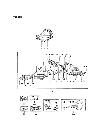 1988 Dodge Raider Differential - Without Limited Slip Diagram