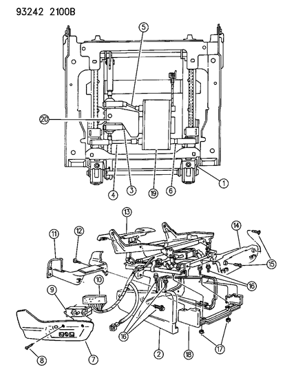 1993 Dodge Caravan Adjuster - Electric And Left Riser Covers And Shields Diagram