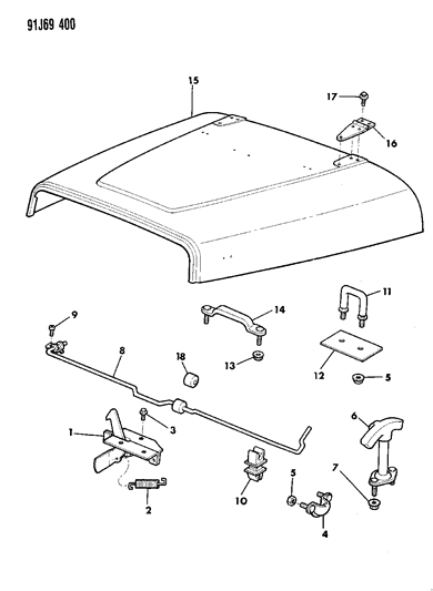 1993 Jeep Wrangler Screw-Pan Hd TORX Tr Hood Prop Ro Diagram for J4004554