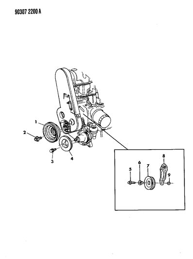 1991 Dodge Dakota Bracket Air Cond COMPR IDL Diagram for 4536064