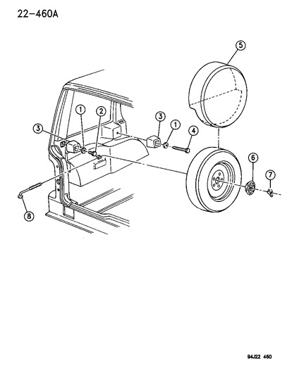 1995 Jeep Grand Cherokee Spare Wheel, Inside Mounting Diagram