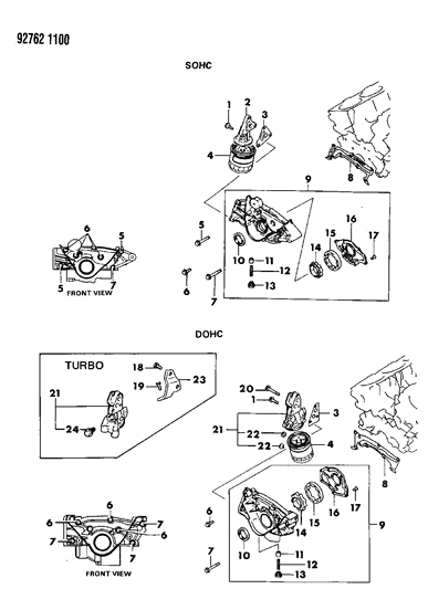 1992 Dodge Stealth Oil Pump & Filter Diagram