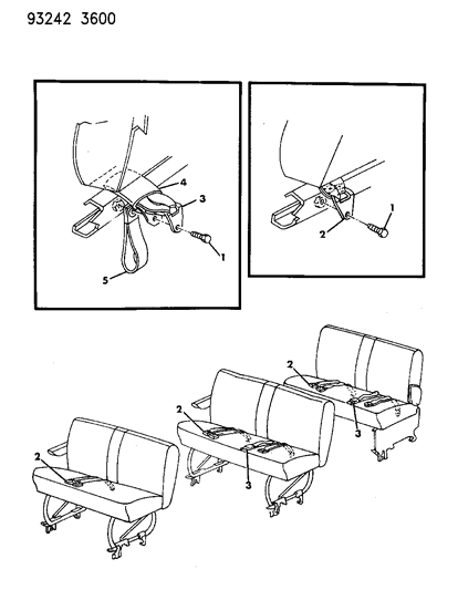 1993 Dodge Grand Caravan Belt - Rear Seat Lap Belt Diagram