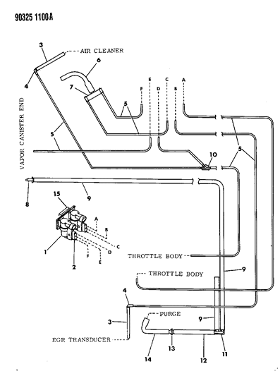 1990 Dodge Dakota Emission Control Vacuum Harness Diagram 1