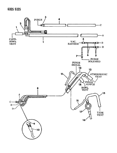 1987 Dodge Dakota Vapor Canister Hose Harness Diagram 2