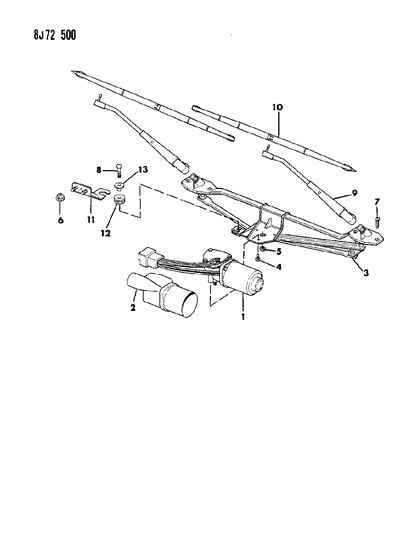 1988 Jeep Comanche Wiper, Windshield Diagram