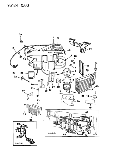 1993 Chrysler LeBaron Air Conditioning & Heater Unit Diagram