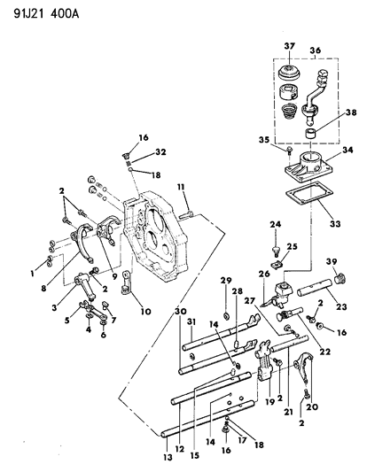 1991 Jeep Cherokee Forks, Rails, Shafts Diagram 2