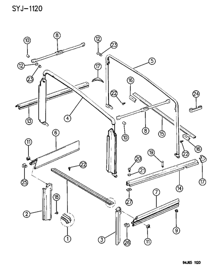 1995 Jeep Wrangler Weatherstrip Diagram for 55176224