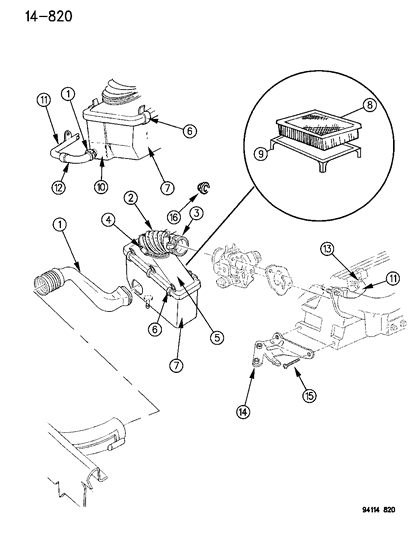 1994 Chrysler LeBaron Sedan Air Cleaner Diagram 2