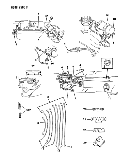 1987 Dodge Ram Van Wiring - Engine - Front End & Related Parts Diagram 2