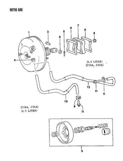 1990 Dodge Colt Booster, Power Brake Diagram