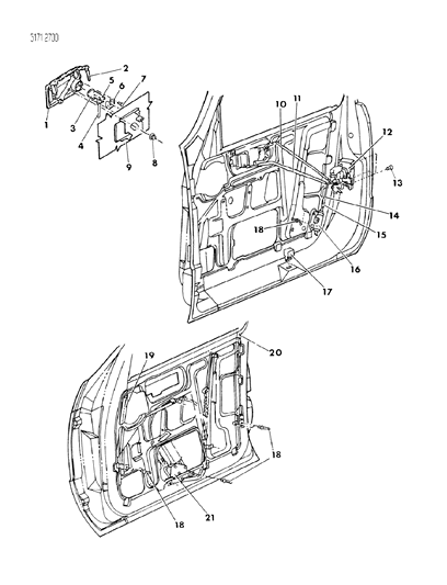 1985 Dodge Lancer Door, Front Handles And Regulators Diagram
