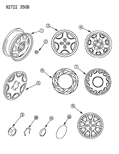 1993 Dodge Colt Wheel & Covers Diagram