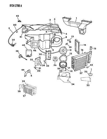 1988 Chrysler LeBaron Base Air Conditioning & Heater Unit Diagram