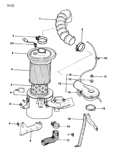 1985 Chrysler LeBaron Base Air Cleaner Diagram 5
