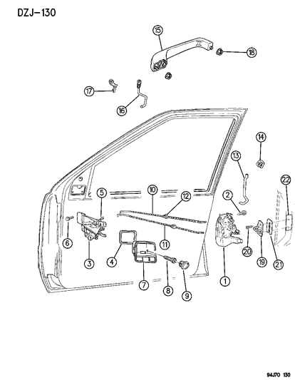 1996 Jeep Grand Cherokee Handle Asm Front Door Ext Right B Diagram for 55075653