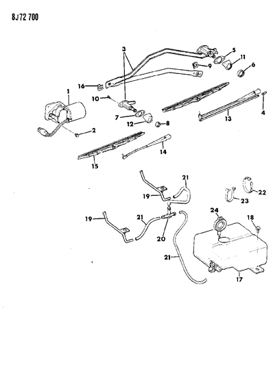 1987 Jeep Grand Wagoneer Windshield Wiper & Washer Diagram