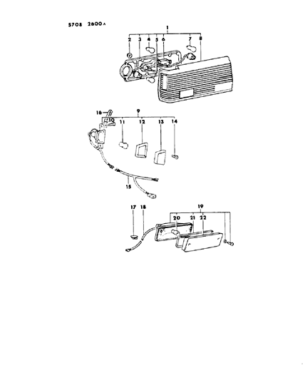 1986 Chrysler Conquest Lamps - Rear Diagram