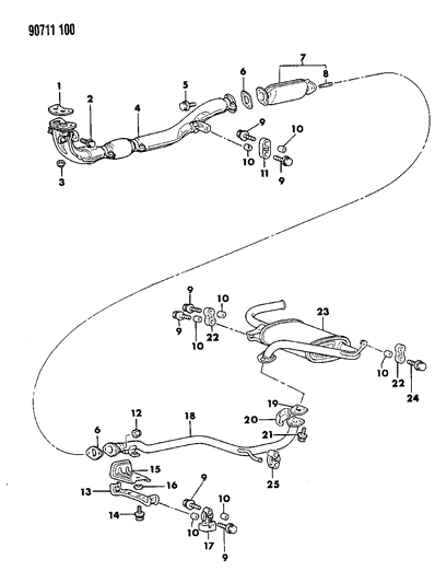 1990 Dodge Colt Exhaust System Diagram 3