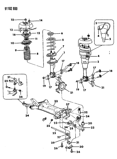 1991 Chrysler Imperial Suspension - Front Diagram