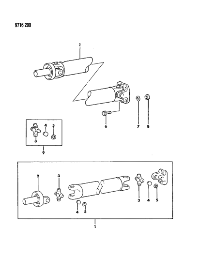 1989 Chrysler Conquest Propeller Shaft & Universal Joint Diagram