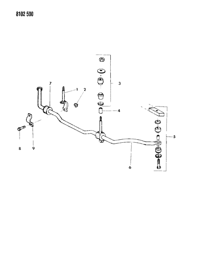 1988 Dodge Diplomat Sway Bar - Front Diagram
