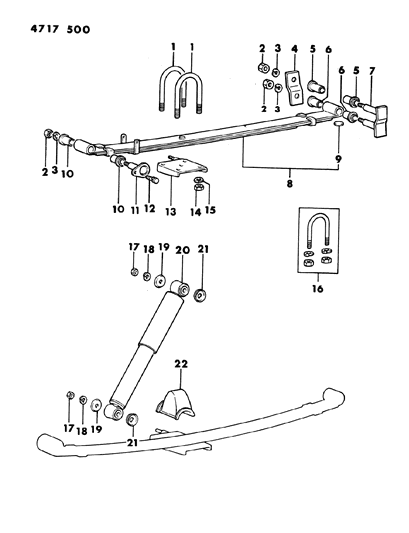 1984 Dodge Ram 50 Suspension - Rear Diagram