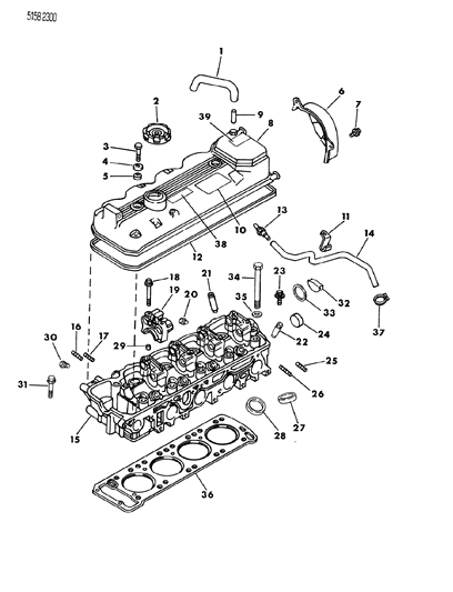 1985 Dodge Aries Cylinder Head & Related Parts Diagram