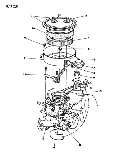 1988 Dodge Dakota Air Cleaner Diagram 1