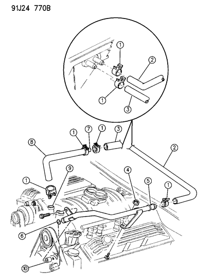 1993 Jeep Grand Cherokee Heater Hoses Diagram 2