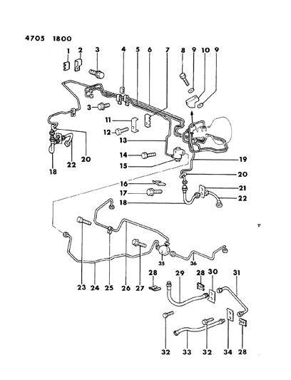 1984 Dodge Conquest Lines & Hoses, Brake Diagram 1