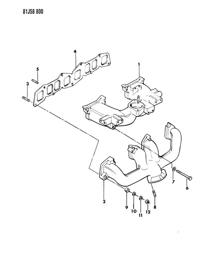 1984 Jeep Wrangler Manifolds - Intake & Exhaust Diagram 1